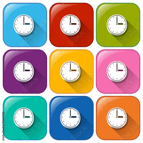 Rounded icons with clocks