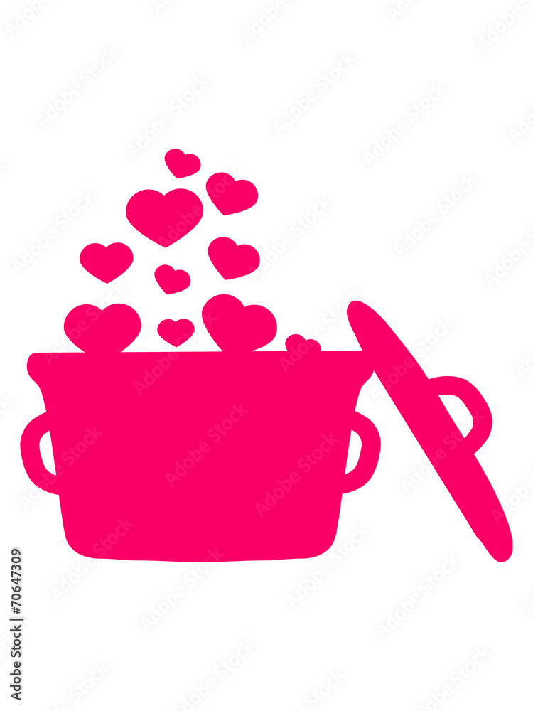 Kochen mit Liebe Herzen Blubbern Blasen Kochtopf Kochen mit Liebe Herzen Blubbern Blasen Kochtopf