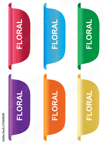 Floral, tag, label, badge, sign, vertical