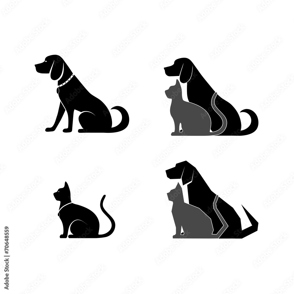 silhouette of a cat and dog for your design