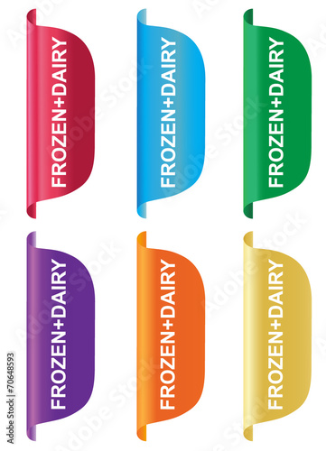 Frozen, dairy, tag, label, badge, sign, vertical