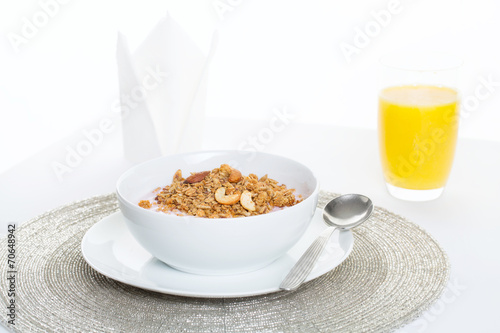 cereal breakfast with orange juice