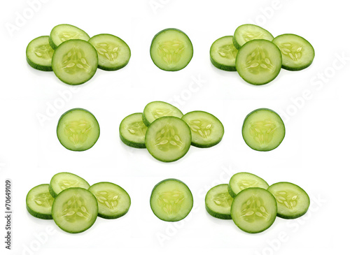 Fresh slice cucumber on white background