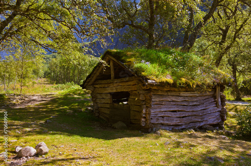 Old house near Briksdal glacier - Norway #70649904