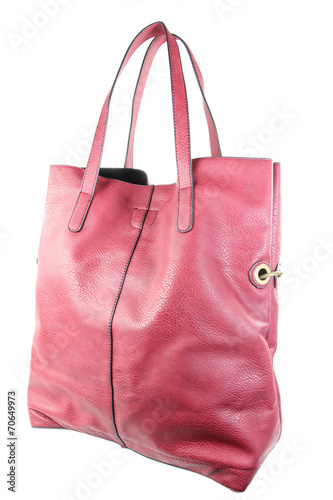 Pink women bag isolated on white background