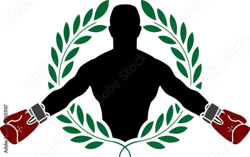 boxer and laurel wreath