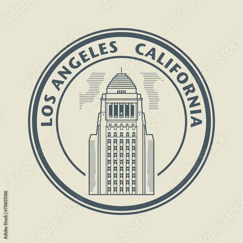 Stamp with text Los Angeles, California inside, vector