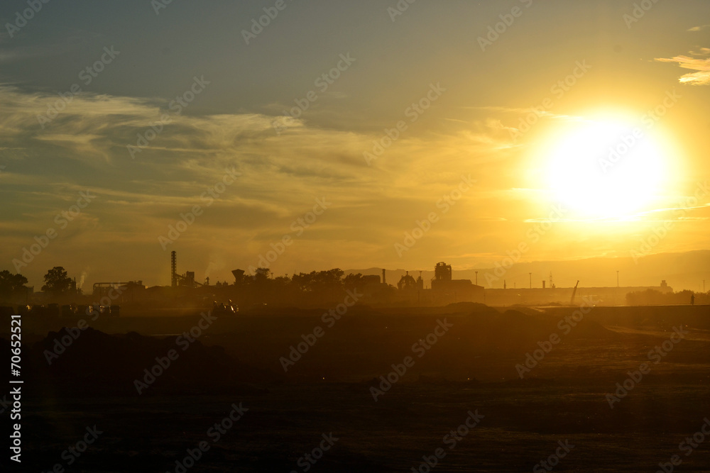 Silhouette of a building site