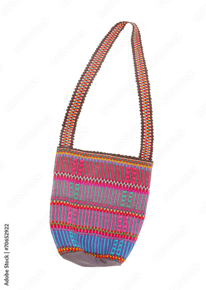 Colorful cotton bag on white isolated background
