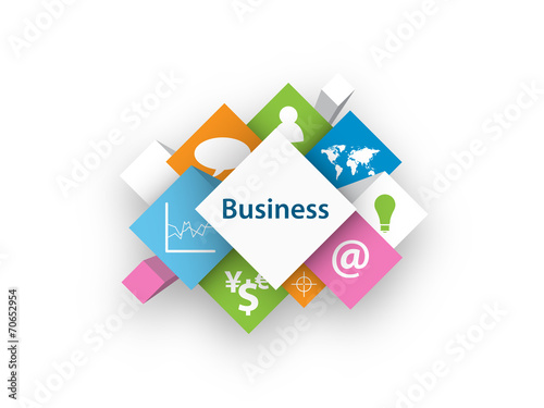 BUSINESS cubes with symbols (performance lean management)