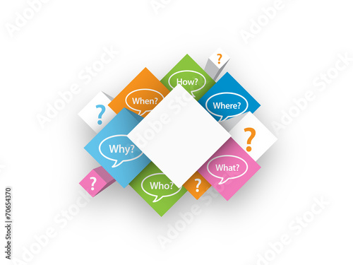 QUESTIONS cubes (FAQ speech bubbles help service)