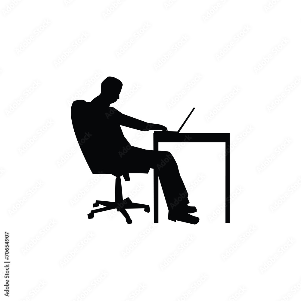 office worker at work silhouette Stock Vector | Adobe Stock