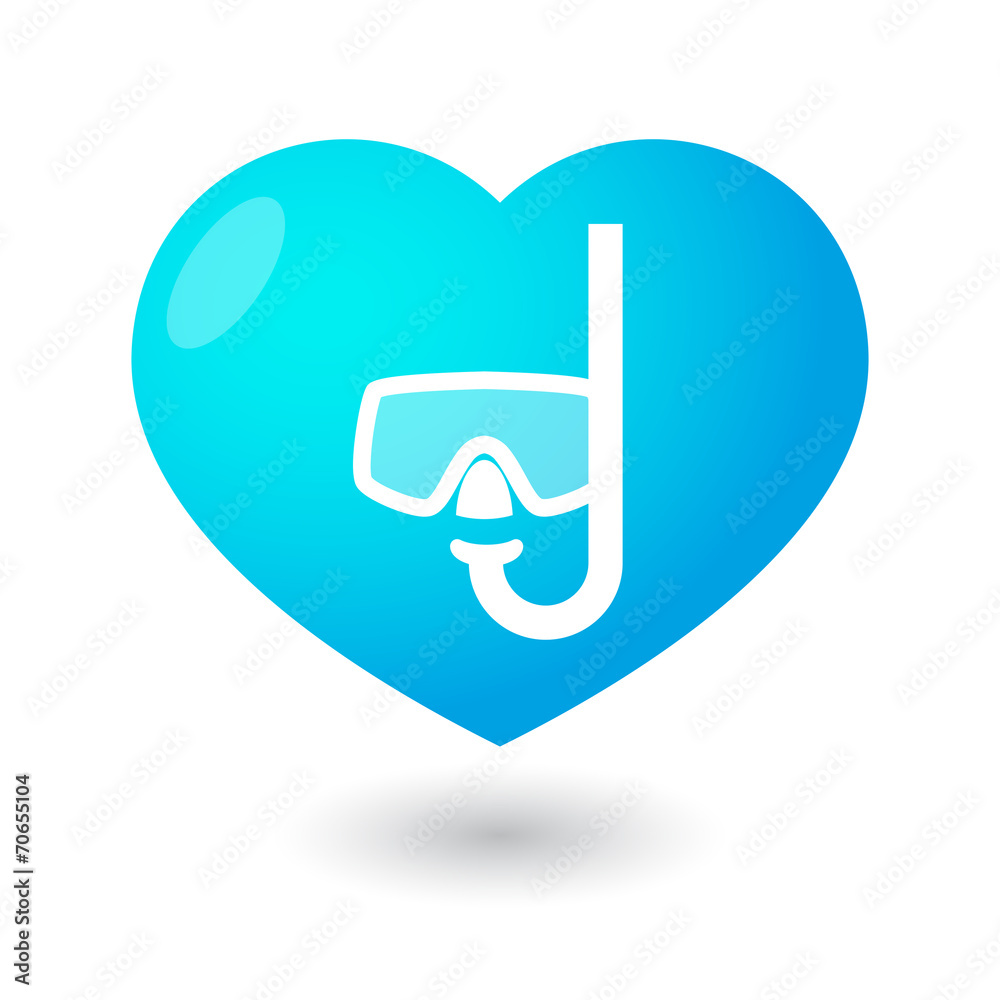 Heart with a diving goggles