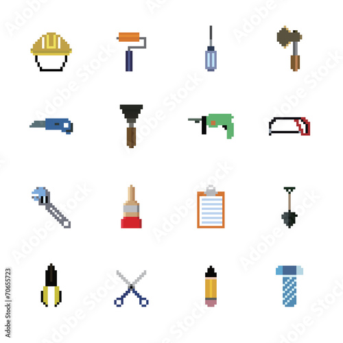 Construction Tools Pixel Icons