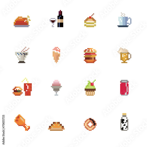 Food and Drinks Pixel Icons