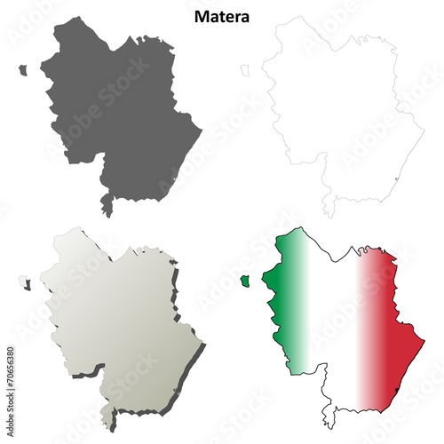 Matera blank detailed outline map set
