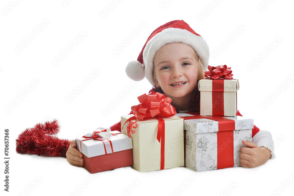 girl in santa cap girl in santa cap