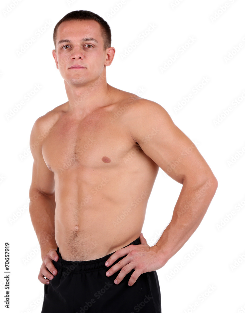 Handsome muscle young man isolated on white Handsome muscle young man isolated on white