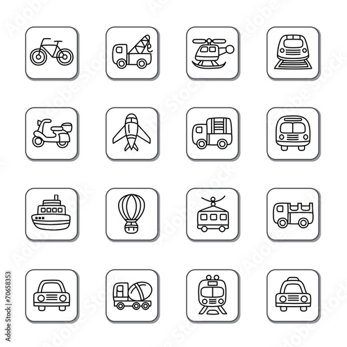 Transportation Doodle Icons