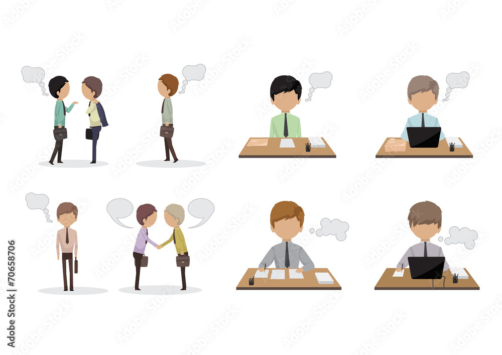 Business People With Speech Bubbles - Isolated On White Business People With Speech Bubbles - Isolated On White