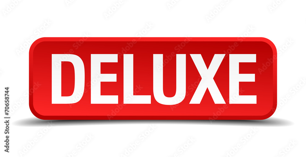 Deluxe red 3d square button isolated on white background Deluxe red 3d square button isolated on white background