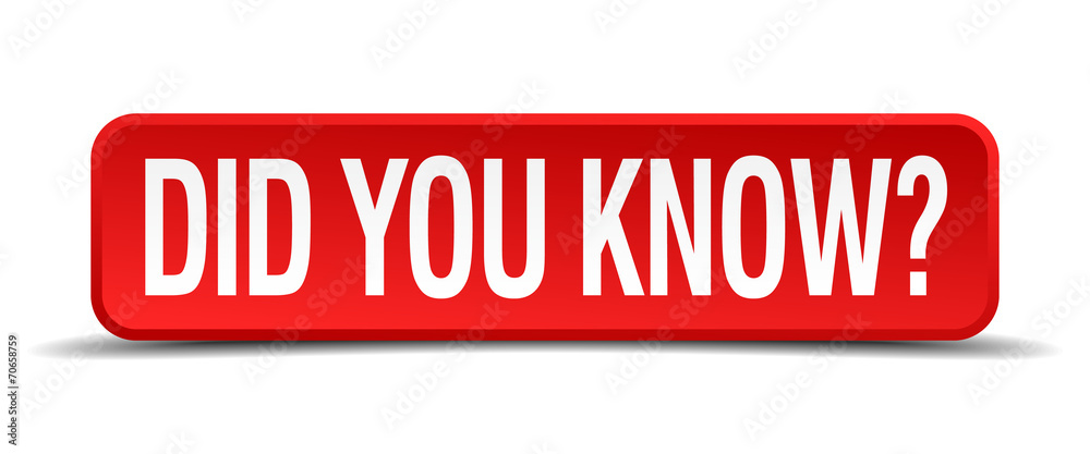 did you know red 3d square button isolated on white background did you know red 3d square button isolated on white background