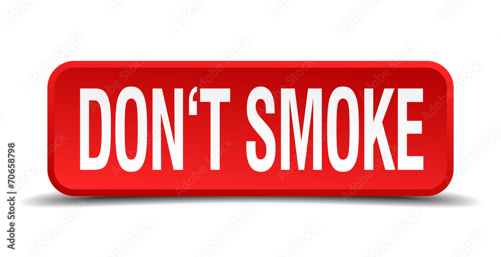 Dont smoke red 3d square button isolated on white background Dont smoke red 3d square button isolated on white background