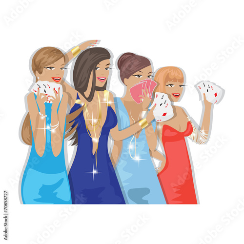 Casino Girls - Isolated On White Background