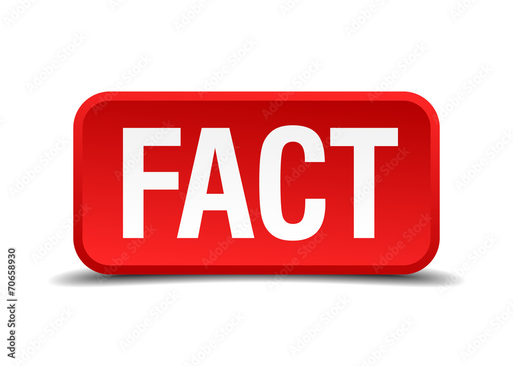 Fact red 3d square button isolated on white background Fact red 3d square button isolated on white background