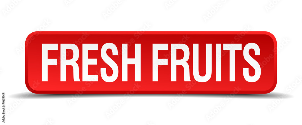 fresh fruits red 3d square button isolated on white background fresh fruits red 3d square button isolated on white background