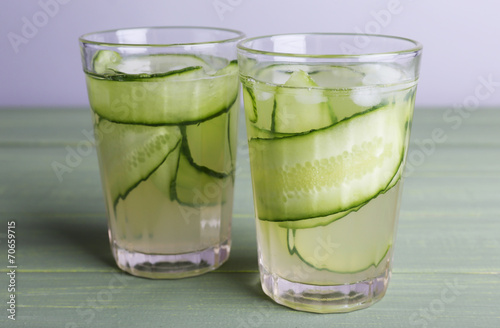 Two glasses of cucumber cocktail