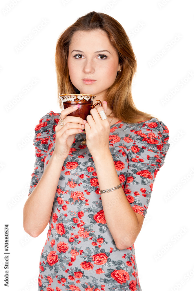Beautiful young woman with cup of coffee Beautiful young woman with cup of coffee