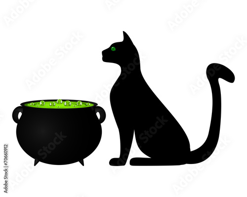 Cat and cauldron potion for Halloween