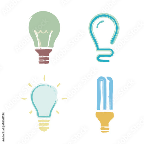 Cartoon set light bulb symbols