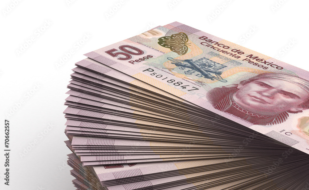 Fototapeta premium Stack of Mexican Pesos