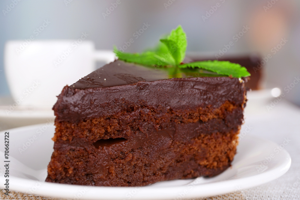 Pieces of chocolate cake Pieces of chocolate cake