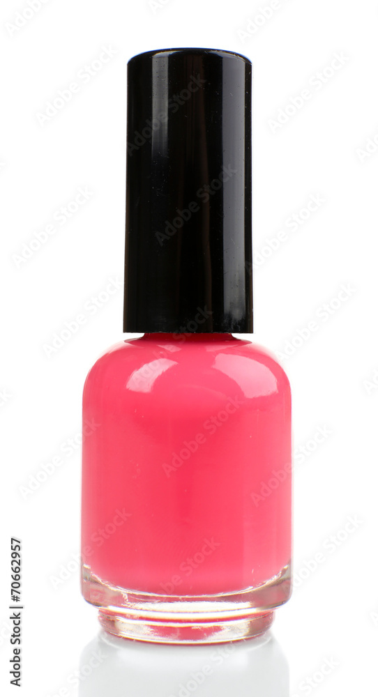 Pink nail polish isolated on white Pink nail polish isolated on white