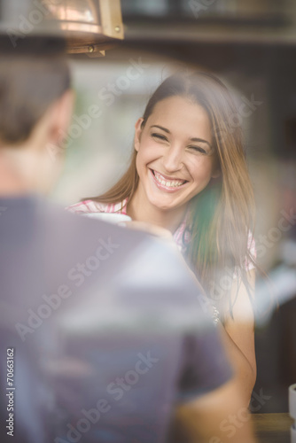 Young couple in cafe