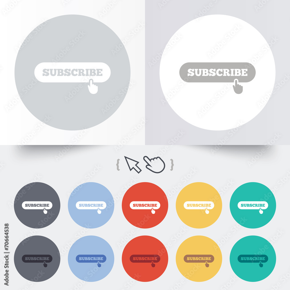 Subscribe with hand pointer icon. Membership Subscribe with hand pointer icon. Membership