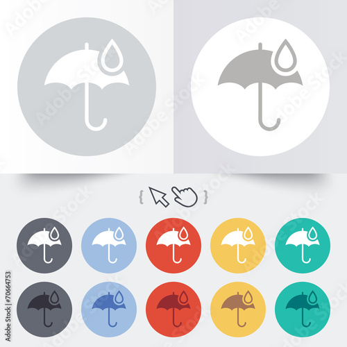 Umbrella sign icon. Water drop symbol.