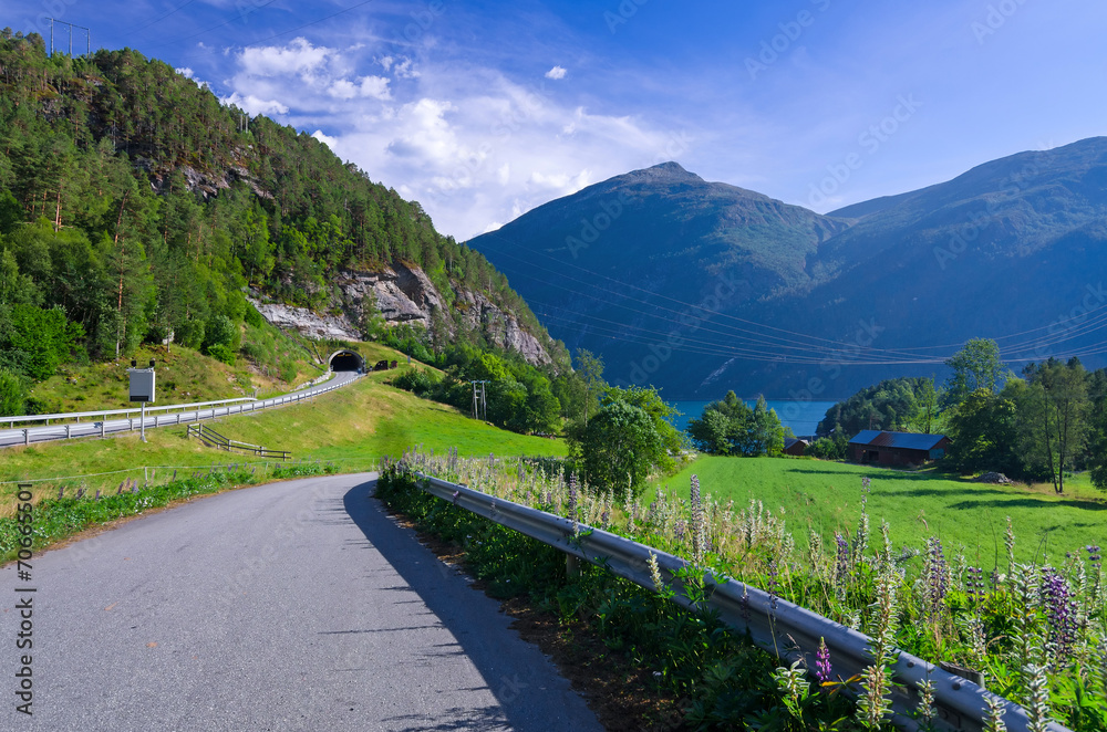Norwegian road in Beautiful scenery