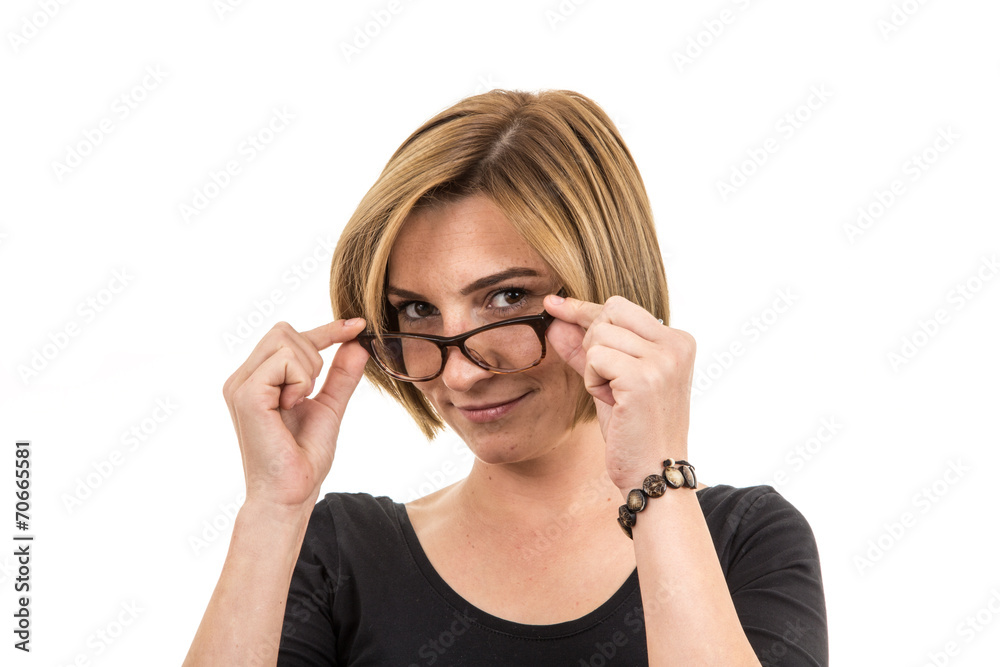 woman wearing eye glasses