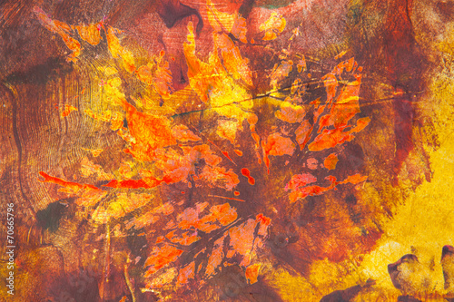 Abstract watercolor background. Autumn leaves