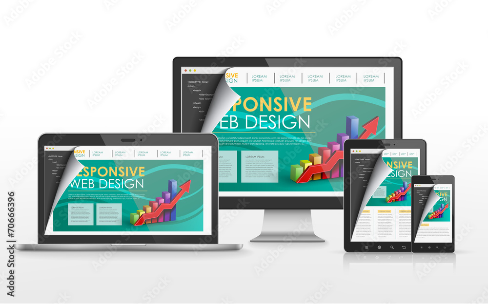 responsive web design concept in different devices