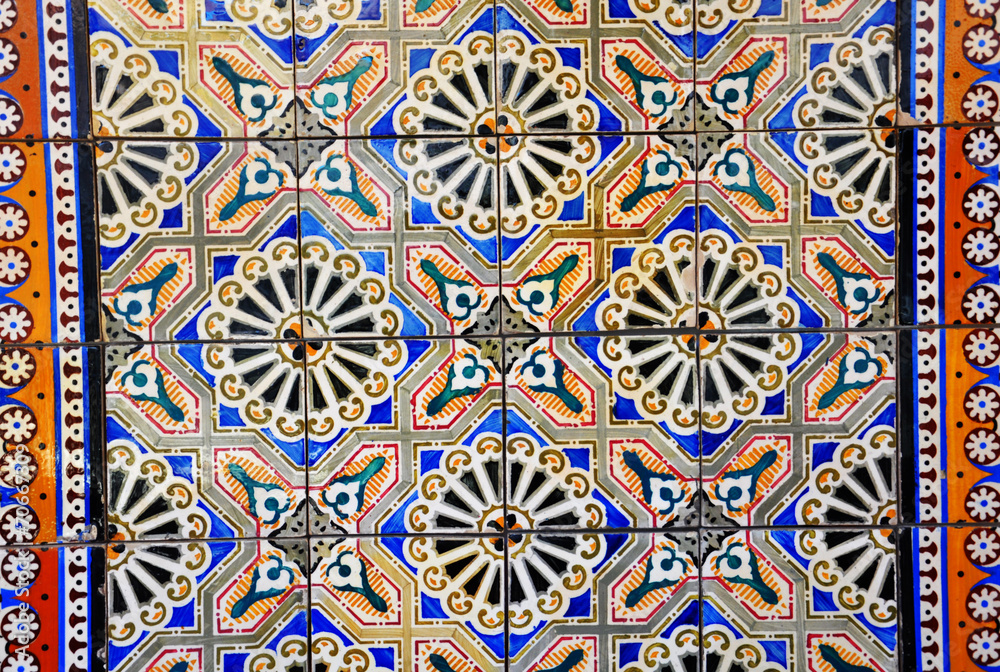 Azulejo portugués, cerámica, azulejería, simetría
