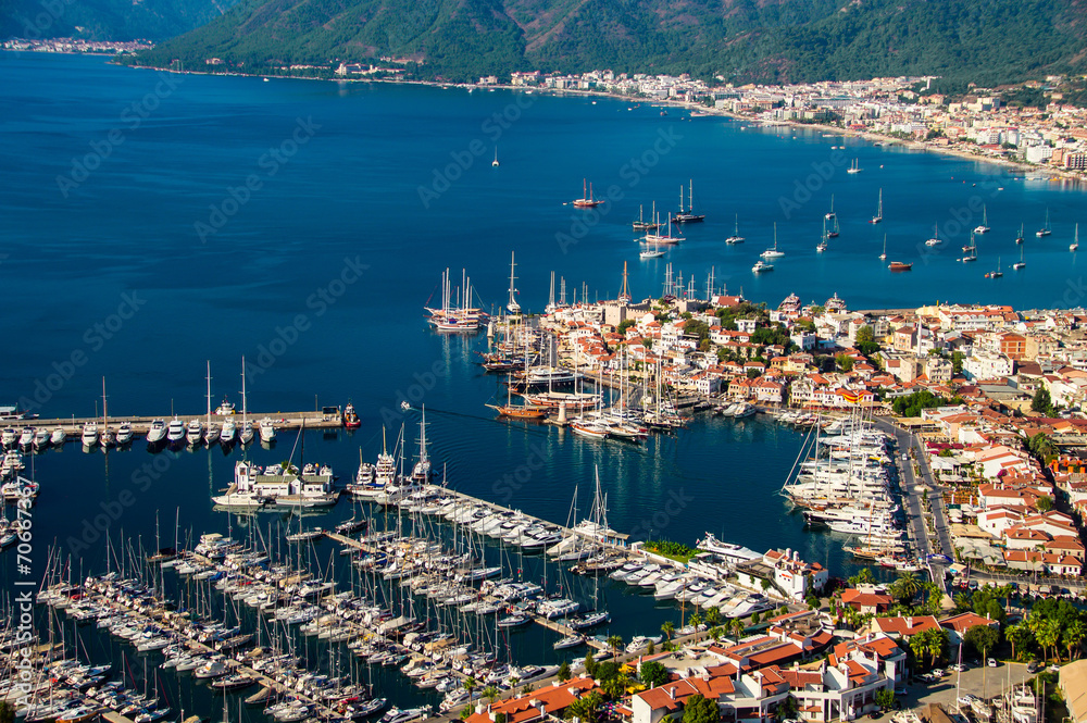 View of Marmaris harbor on Turkish Riviera.