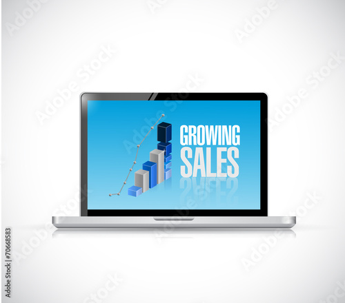 business laptop. growing sales illustration design