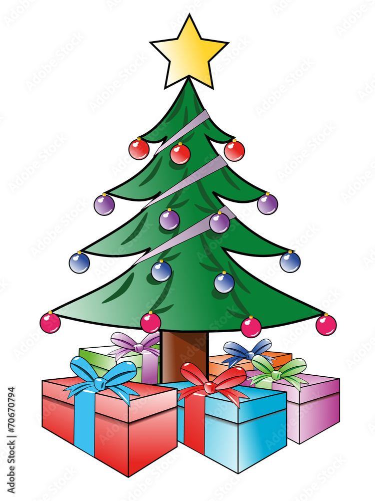 Tannenbaum mit Geschenken als Adobe Stock