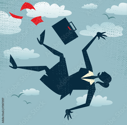 Abstract Businesswoman's career is in Free fall.