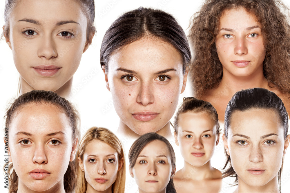 Obraz premium collage - portraits of young beautiful women without make up